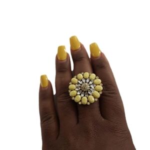 Sun Flower‎ Diamonds HoneyYellow  Fashion Ring